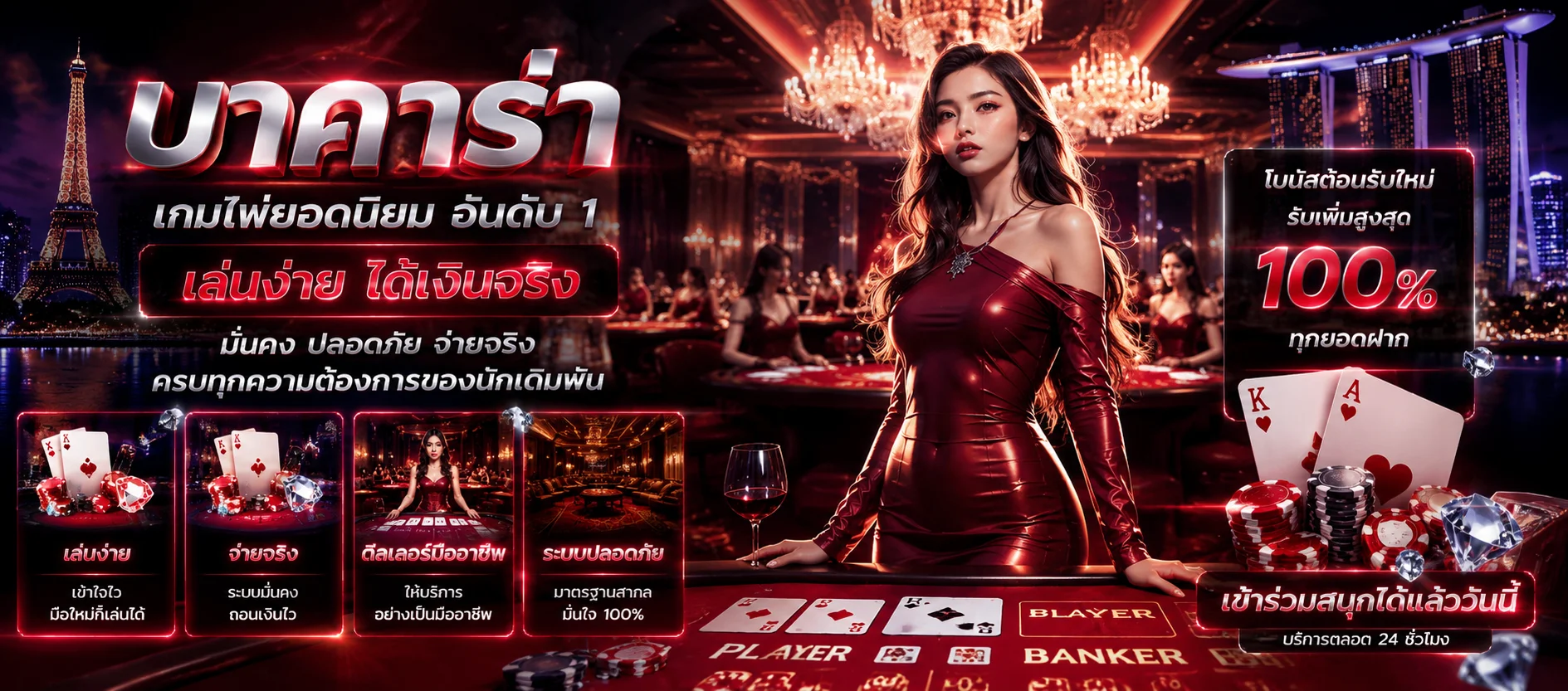 คาสิโนออนไลน์ถ่ายทอดสด บาคาร่า รูเล็ต บน CHA LU